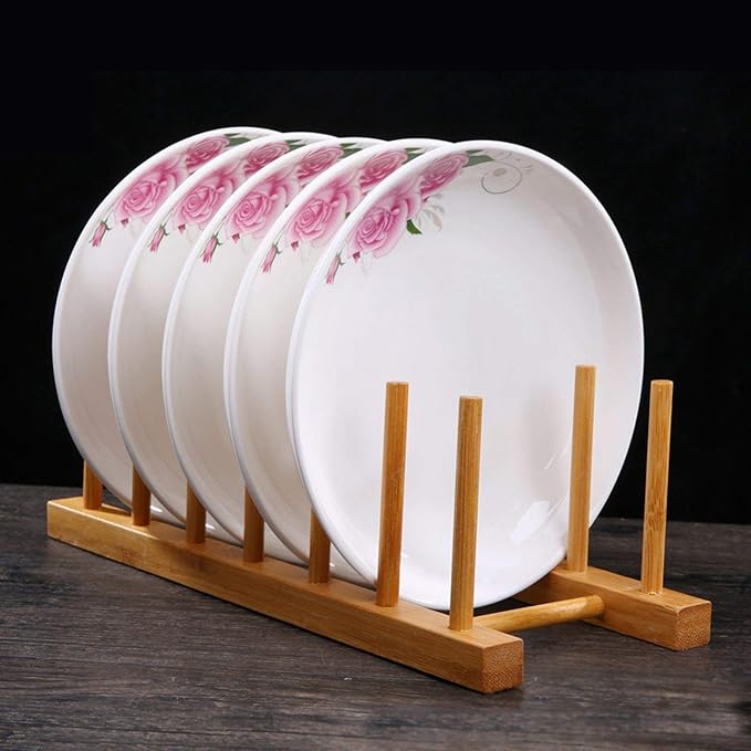 Kunovo Bamboo Dish Rack, Pot lid/Plate/Cutting Board Organizer - Image 6