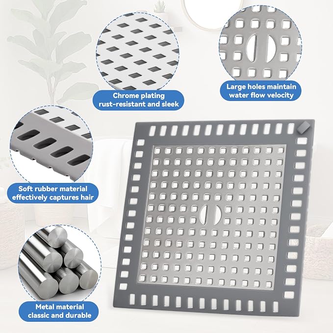 2Pcs Shower Drain Hair Catcher, 4.72" Shower Drain Cover, All-in-One Universal - Image 6