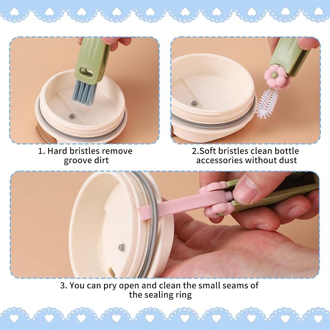 Straw Cleaner Brush Set: 3 Pcs Reusable Pea Long Straw Pipe Cleaner Brushes and - Image 4