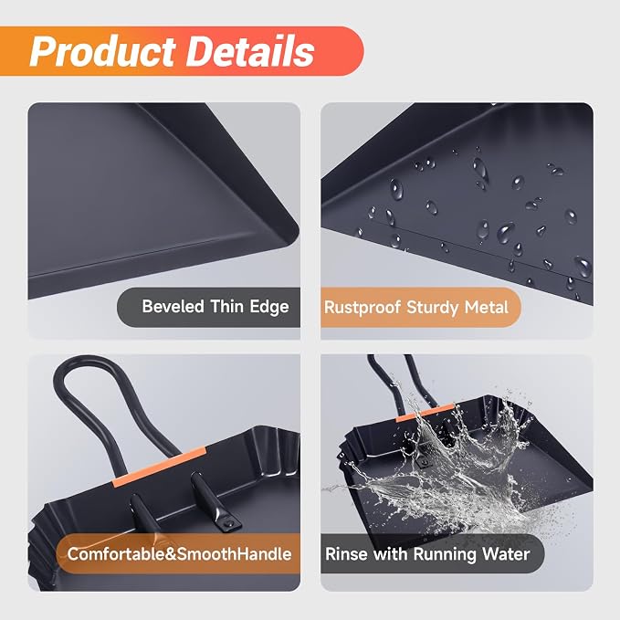 2 Pack Metal Dust Pan, 12 Inch Heavy Duty Dustpans, - Image 4