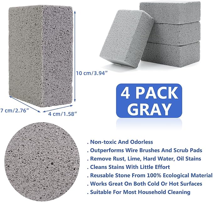Magic Blackstone Griddle Scraper，4 Pack Gray Stone Cleaning Block Clean Brick - Image 6