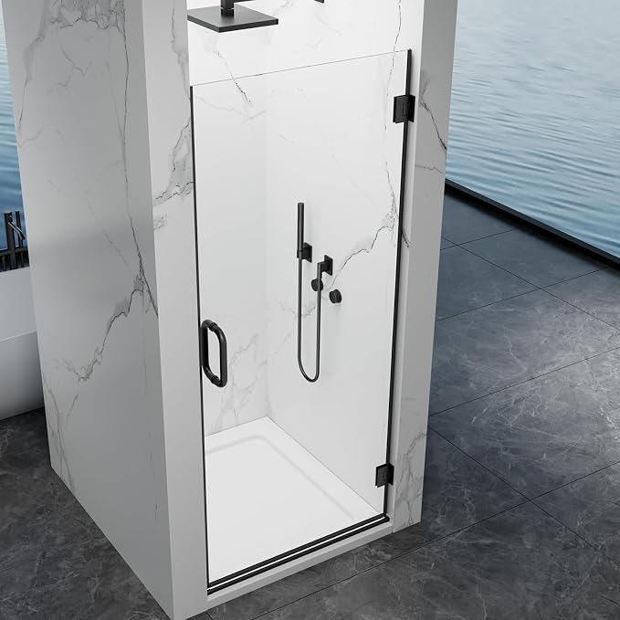 Framelss Hinged Shower Door, 3/8" Tempered Glass - Image 2