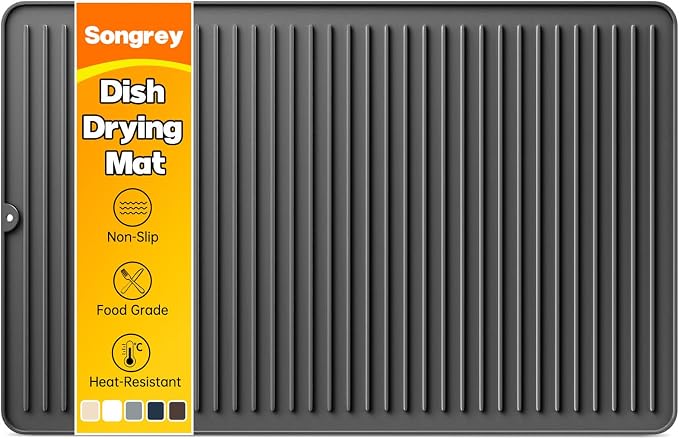 Songrey 28" x 18" Silicone Dish Drying Mat, Kitchen Counter Drying Pad by Unknown