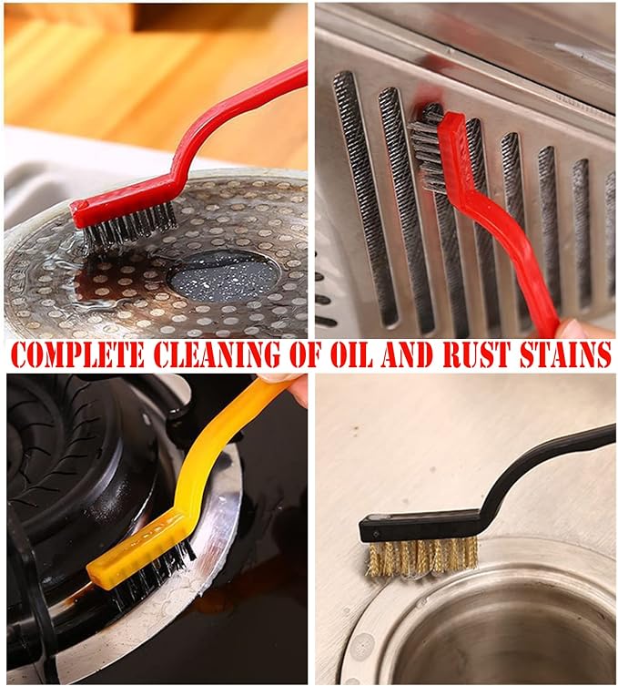 5Pcs Kitchen Stove Cleaning Brush + Scraper Tool Set, Stainless Steel and Nylon - Image 2
