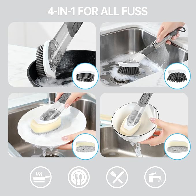 Soap Dispensing Scrub Dish Brush Head Replacements - Image 4