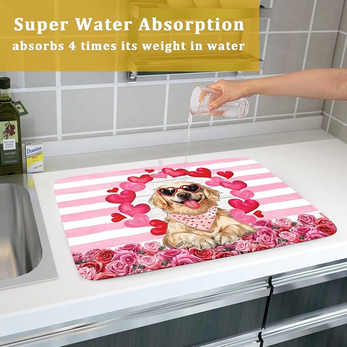 Valentine's Day Dog Dish Drying Mat - Image 7