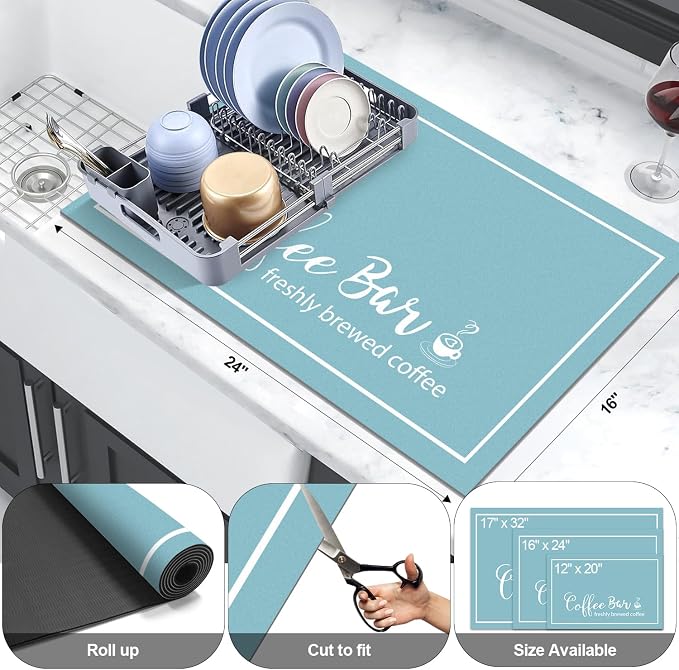 Findosom Dish Drying Mat, Cuttable Drying Mat - Image 2