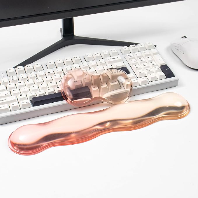 Gel Keyboard and Mouse Wrist Rest Set – Clear Orange Wrist Rest - Image 6