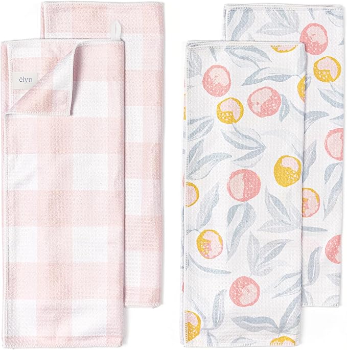 ELYN Microfiber Kitchen Dish Towel Set, Quick-Dry & Absorbent Waffle Weave by ELYN