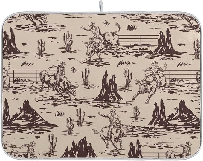 West Cactus Cowboy Dish Drying Mat by BOENLE-WELCOMEYOURCOMING