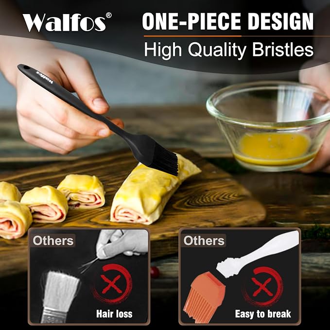 Walfos 600°F Heat Resistant Silicone Basting Brushes BPA Free Pastry Brush - Image 2