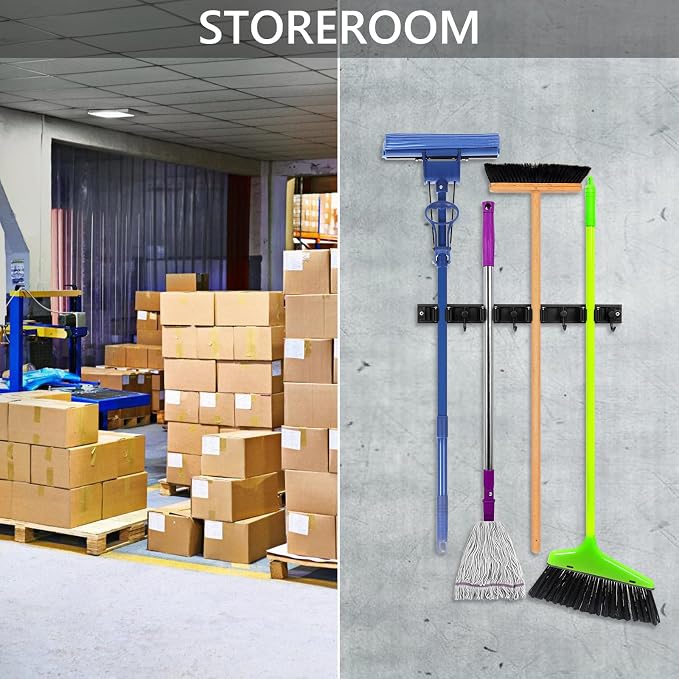 YA MI Mop holder, broom holder, stainless steel wall hanging tool storage device - Image 6