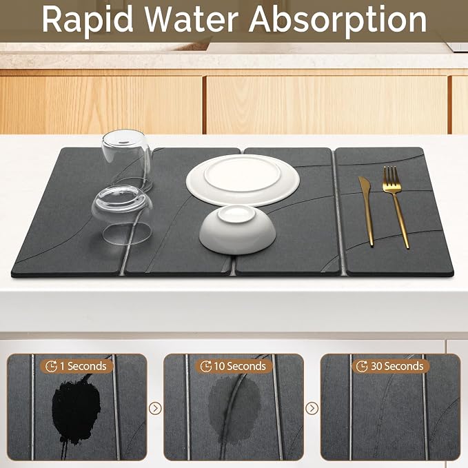 2 PCS Large Stone Dish Drying Mat - Image 3