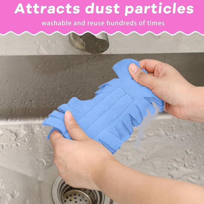 Zubebe 12 Pcs Duster Refill Reusable Fleece Duster Refills Feather Flat Dusters - Image 2