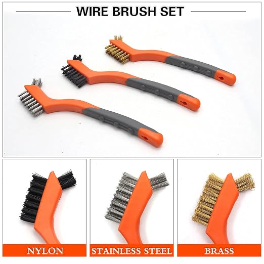 Wire Brush Set 5PCS, Nylon/Brass/Stainless Steel/Carbon Steel Bristles Wire - Image 3