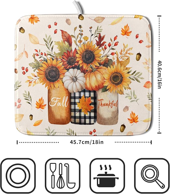 Autumn Sunflowers Vase Dish Drying Mat - Image 2