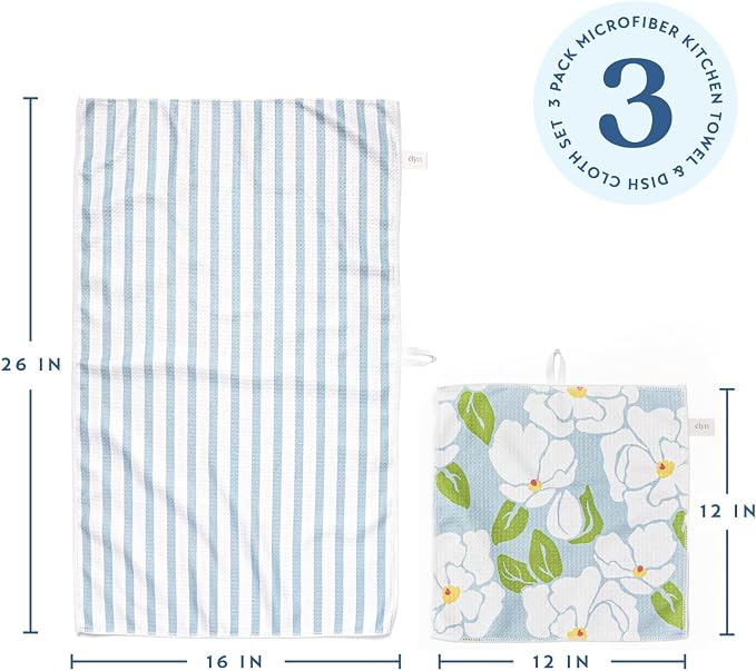 ELYN Microfiber Kitchen Dish Towel & Dish Cloth Set, Quick-Dry & Absorbent - Image 2