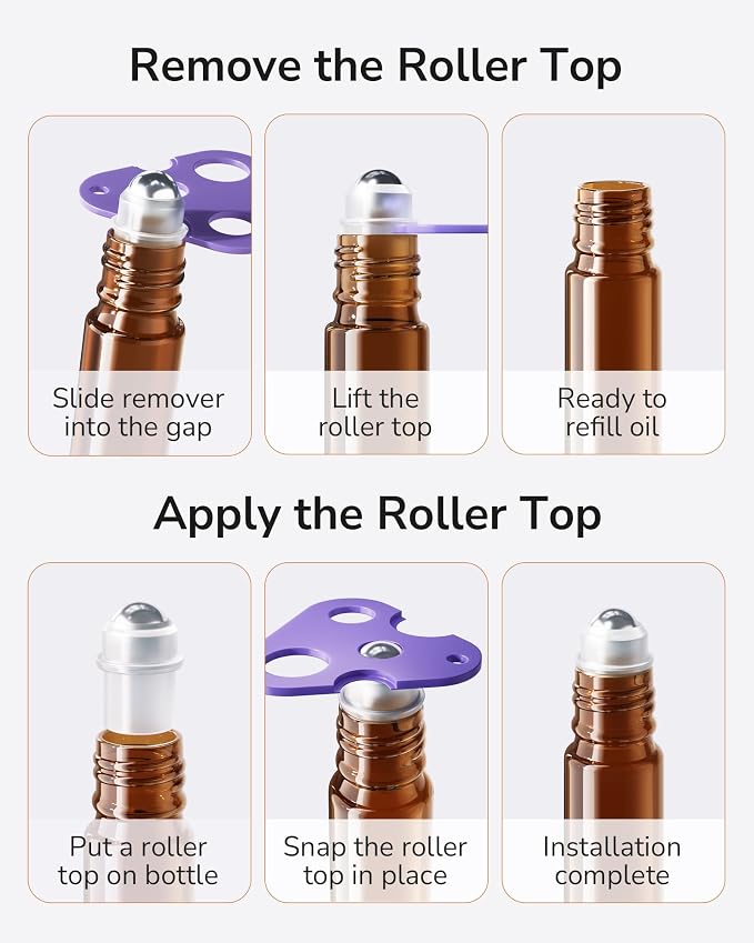 ULG 24-Pack Essential Oil Roller Bottles 10ml, Empty Bottles - Image 6