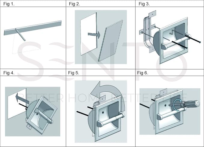 SENTO Recessed Matte Black Toilet Paper Holder, Wall Mounted Heavy Duty Metal - Image 4
