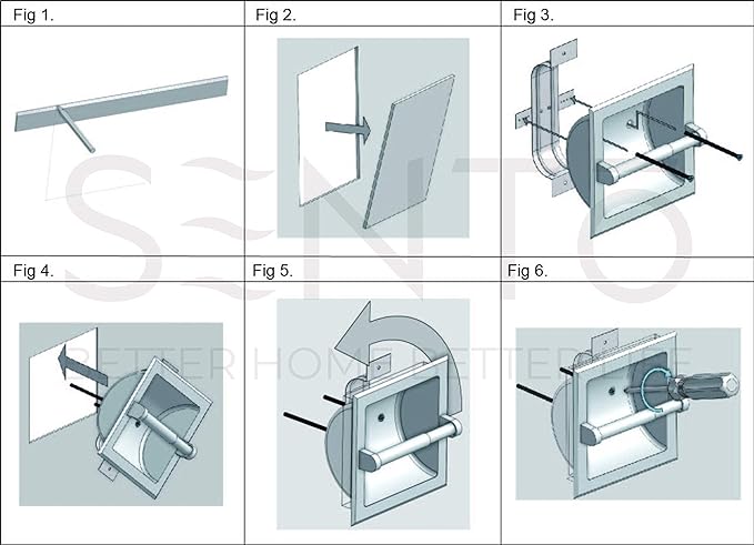 SENTO Recessed Gold Toilet Paper Holder, Wall Mounted Heavy Duty Metal Toilet - Image 4