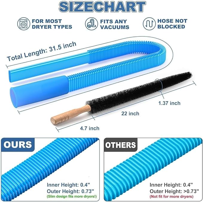 New Dryer Vent Cleaning Kit for Vacuum, Universal Dryer Lint Vacuum Attachment - Image 4