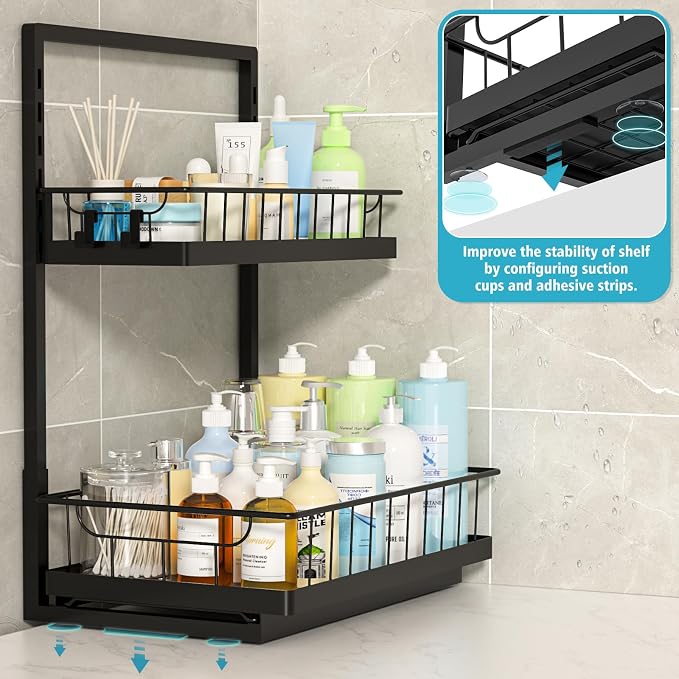 WOWBOX 2 Pack Under Sink Organizer 2 Tier Slide Out Cabinet Organizer Under - Image 5