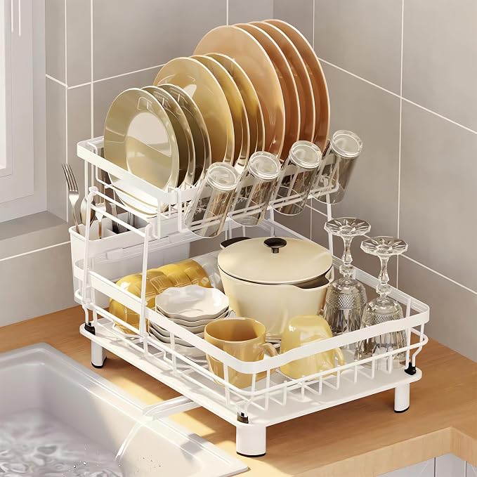 Dish Drying Rack, Space Saving & Durable, Rust-Proof Large 2 Tier Stainless by DMTXCRP