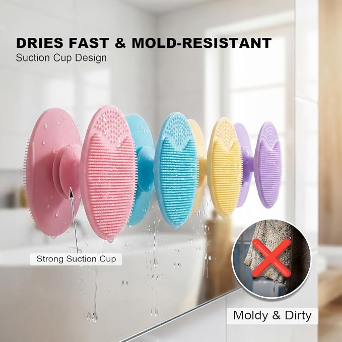 4 Pack Face Scrubber, JEXCULL Soft Silicone Facial Cleansing Brush Face - Image 4