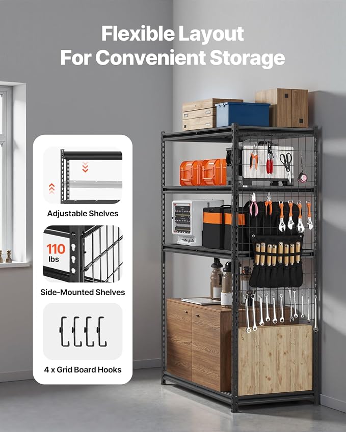 VEVOR Storage Shelving Unit, 5-Tier Adjustable, 2000 lbs Capacity, Heavy Duty - Image 4