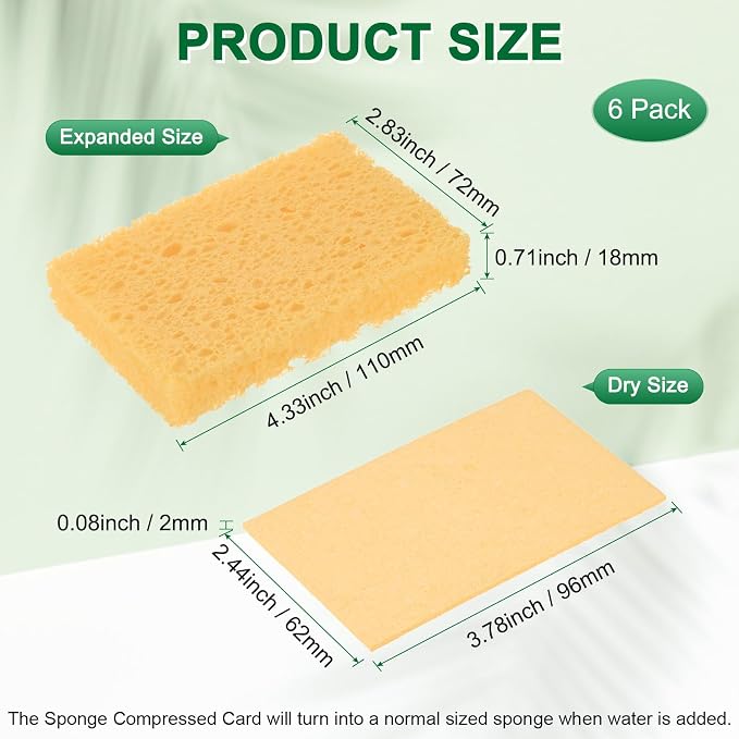 6-Pack Kitchen Sponges, Condense Eco Cellulose Non-Scratch Scrub Heavy Sponge - Image 3