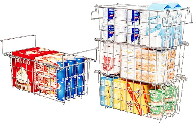 4-Pack Stackable & 1-Pack Hanging Chest Freezer Organizer Bins by Suzlon