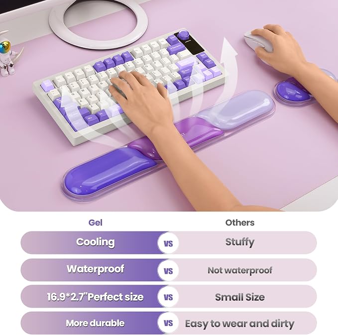 TECKNET Clear Gel Wrist Rest for Computer Keyboard, Ergonomic Gel Keyboard - Image 4
