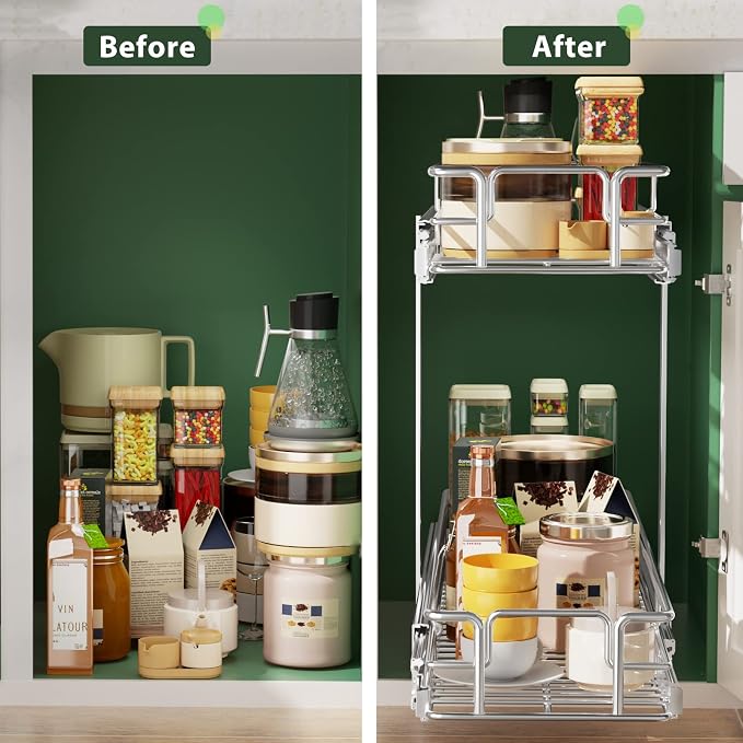 LOVMOR 2 Tier 5½" W x 21½" D, Individual Pull Organizer Kitchen Cabinet Storage - Image 7