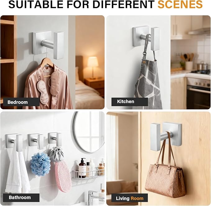 Towel Hooks for Bathrooms, Brushed Nickel Towel Hook for Kitchen Bathroom - Image 7