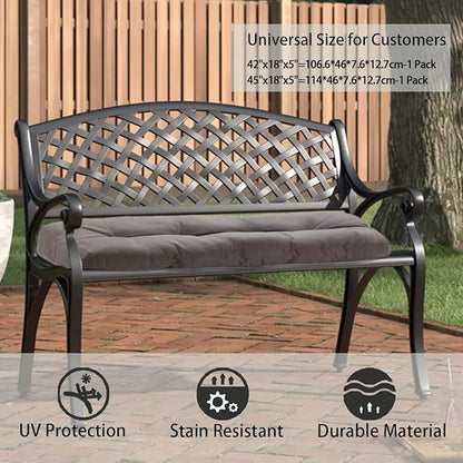 FUNHOME Outdoor Bench Cushion 42 x18 inch with Non-Slip Grips,Water Resistant Porch Swing Cushion,Bench Pillow Pads,Tufted Cushions for Patio Garden Furniture,42" Seat Cushions(Granny Gray)