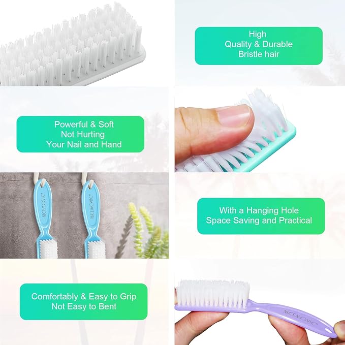 NICEMOVIC 10 Pcs Nail Brush for Cleaning Fingernails, Handle Grip Nail Scrubber - Image 5