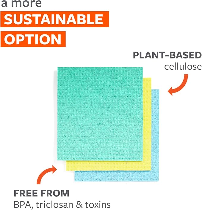 Full Circle Squeeze Swedish Dish Cloths – 6 Pack Reusable Cellulose Sponge - Image 3