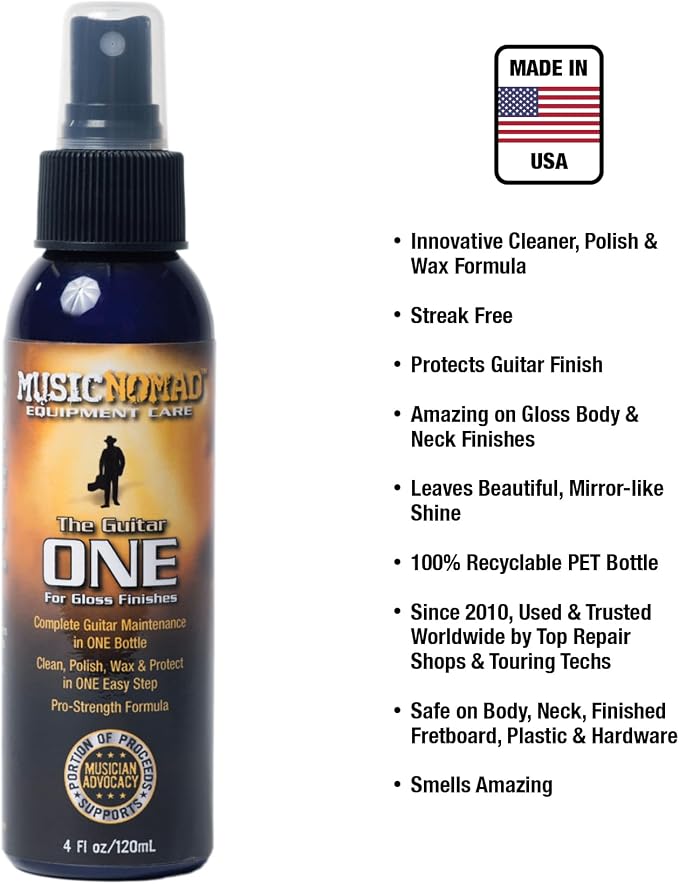 MusicNomad Guitar ONE All-in-1 Cleaner, and Wax and Microfiber Polishing Cloth - Image 2