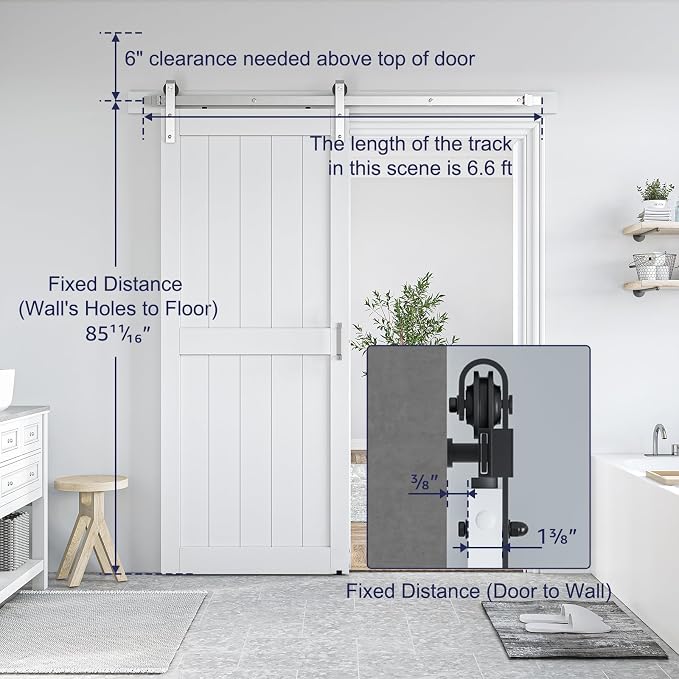SmartStandard 38 x 84 inch White Sliding MDF Barn Door - Image 3