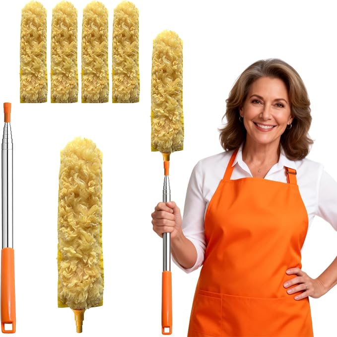 100 Inch Extended Handle Duster Heavy Duty Dusting 360° Duster Refills Kit by Tonmp