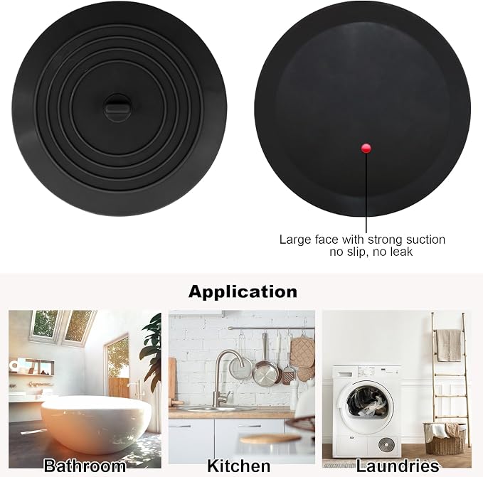 V-TOP Bathtub Drain Stopper 2 Pack, 5 inches Silicone Tub Stopper Shower Drain - Image 2