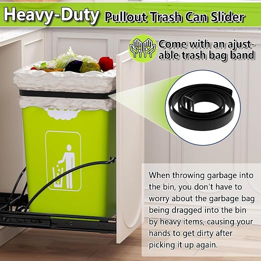 Pull Out Trash Can Under Cabinet 7-13 Gallon 50 Qt Under Sink Trash Can Pull - Image 4