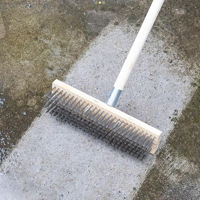 12" Heavy-Duty Rough Surface Floor Brush, Stainless Steel Wire Large Deck Scrub - Image 7