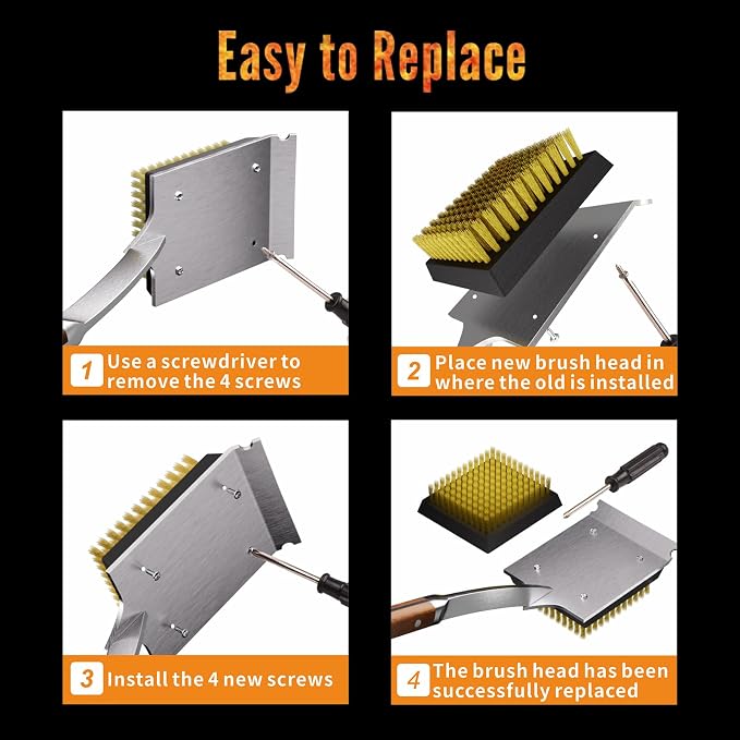 ENLOY 2-Pack Copper Wire Grill Brush Replacement Heads, Grill Brush and Scraper - Image 7