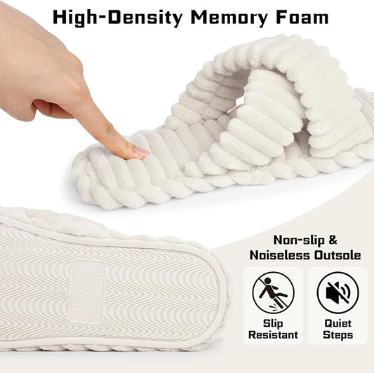 ZOORON Women's Cozy Slippers Crossbands & Durable Foam - Image 2