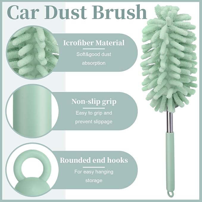 2 PCS Car Interior Duster with Extension Pole, Microfiber Car Dusters with - Image 3
