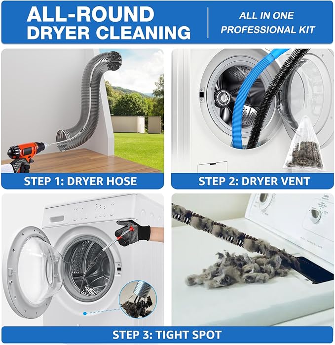 22-Piece 40-Feet Dryer Vent Cleaner Kit, Dryer Vent Cleaning Kit Lint Remover - Image 4