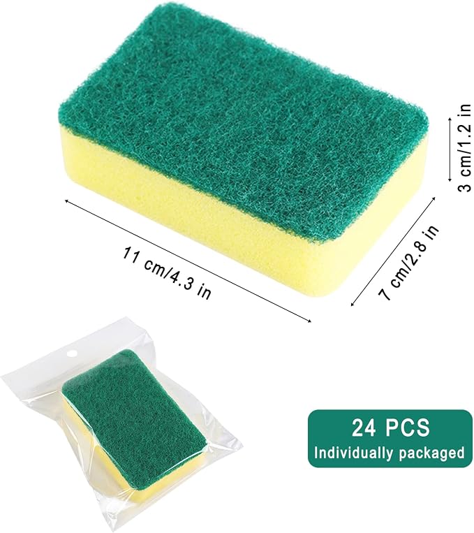 24 Pack Sponge Individually Wrapped, Bulk Kitchen Dishwashing Sponge, Non - Image 7