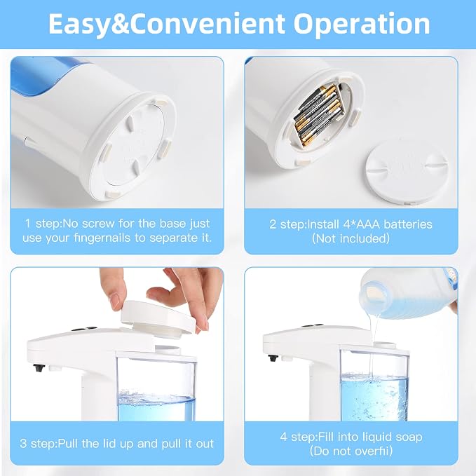 Automatic Soap Dispenser 400ml/13.5oz, HandsFree Soap Dispenser Seals - Image 6