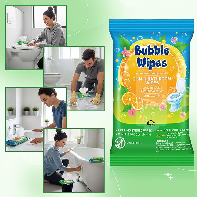 10 Pack Bathroom Cleaning Wipes – 200 Count Citrus Scented 2-in-1 Cleaner - Image 6
